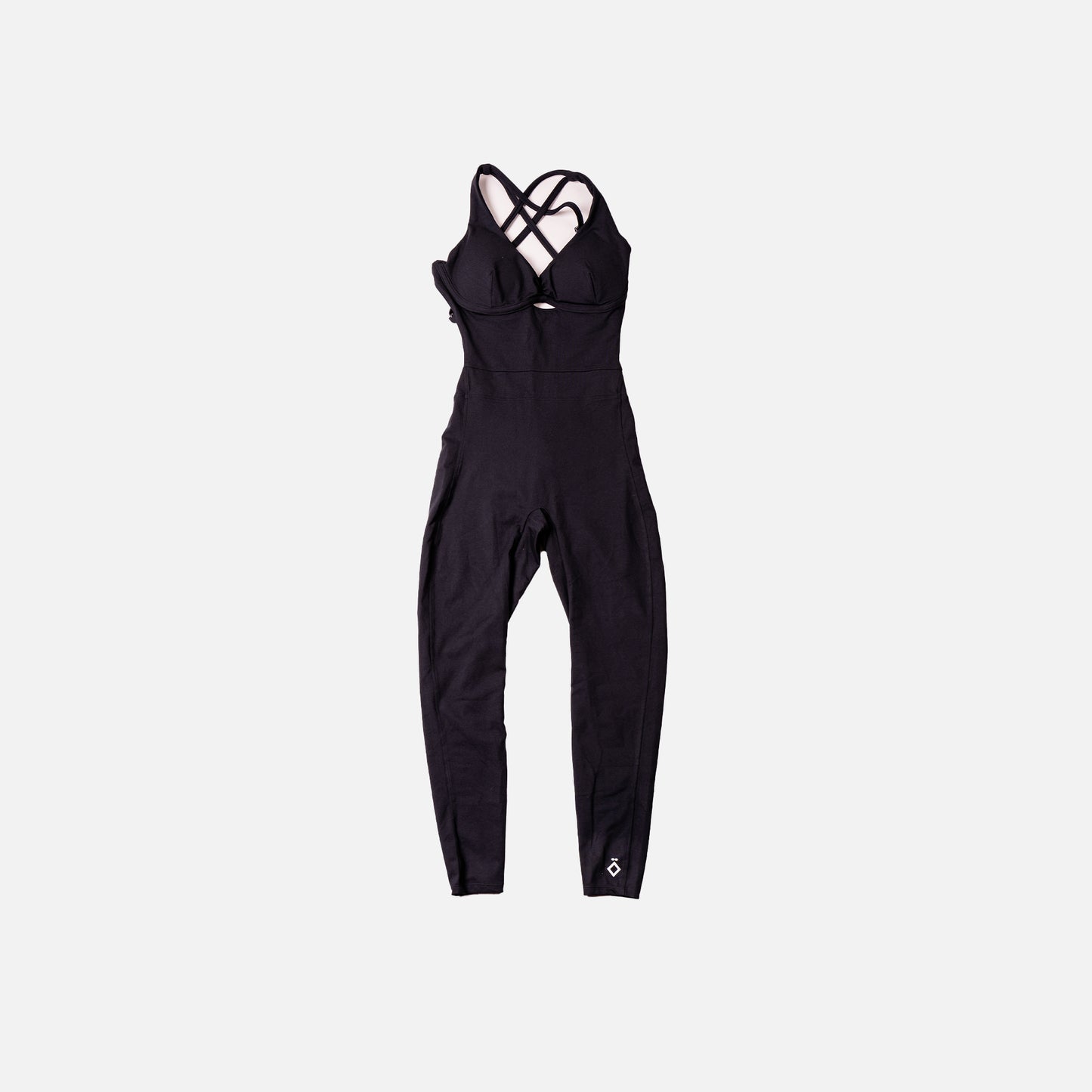 Black bib overalls on a white background