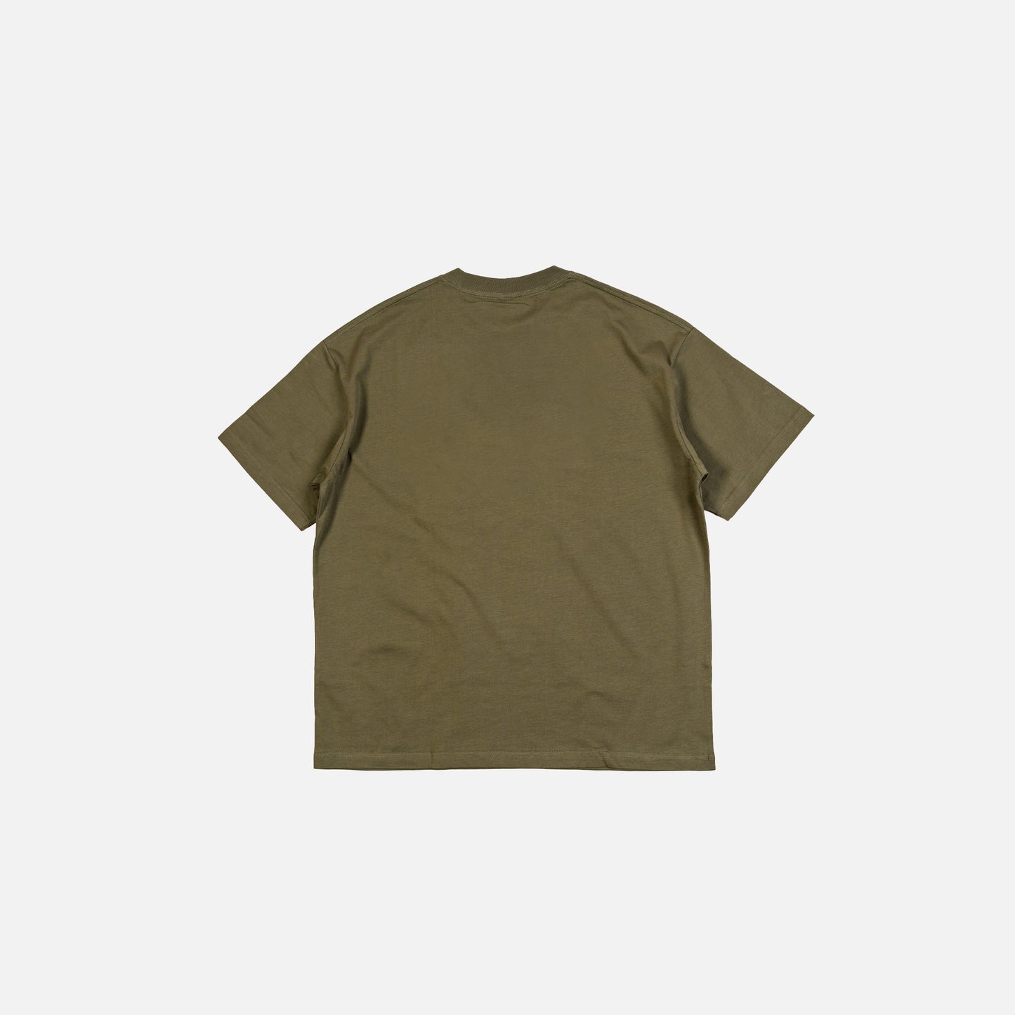 Olive green t-shirt on a white background
